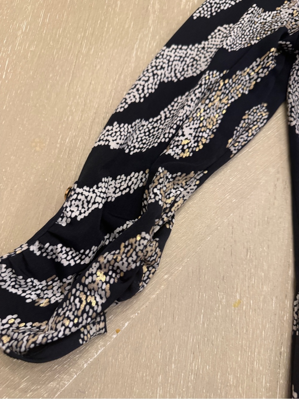 JM Collection navy, silver and gold Patterned Zip-Front Top - Picture 4 of 8